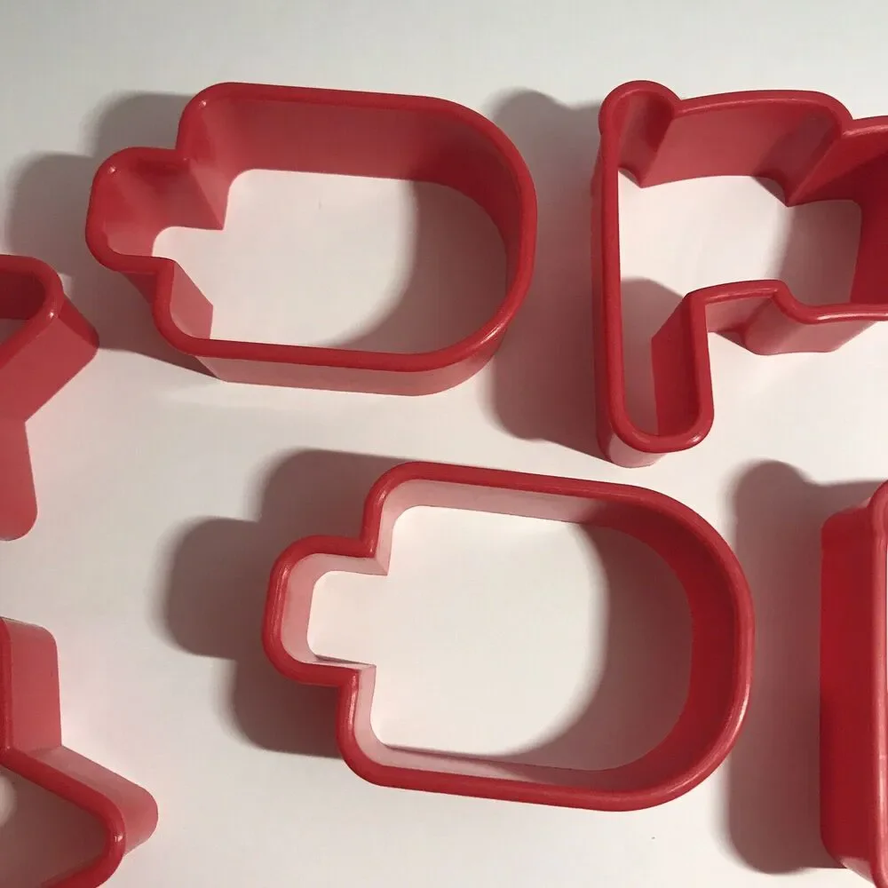 Cookie Cutters Sandwich Makers Art Molds Playdoh Plastic Red Set of 12 Shapes